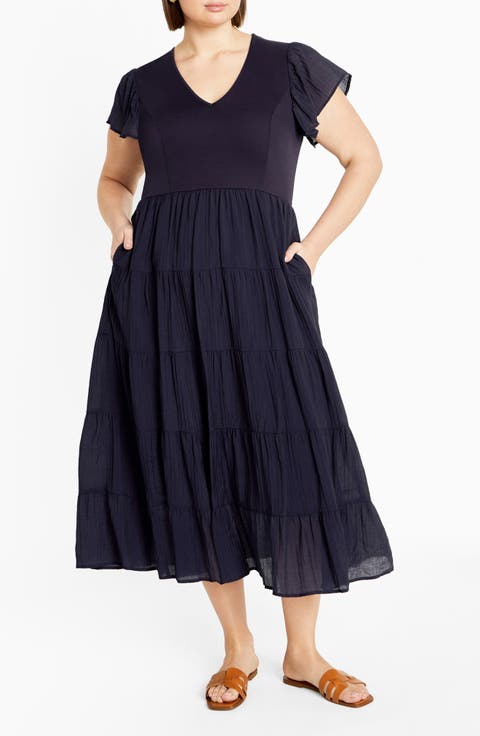 Marli Mixed Media Midi Dress (Plus)