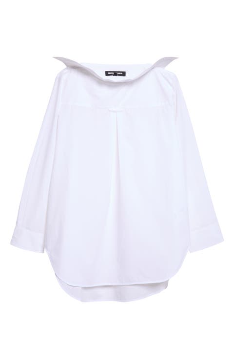 Pointy Collar Cotton Pullover Shirt