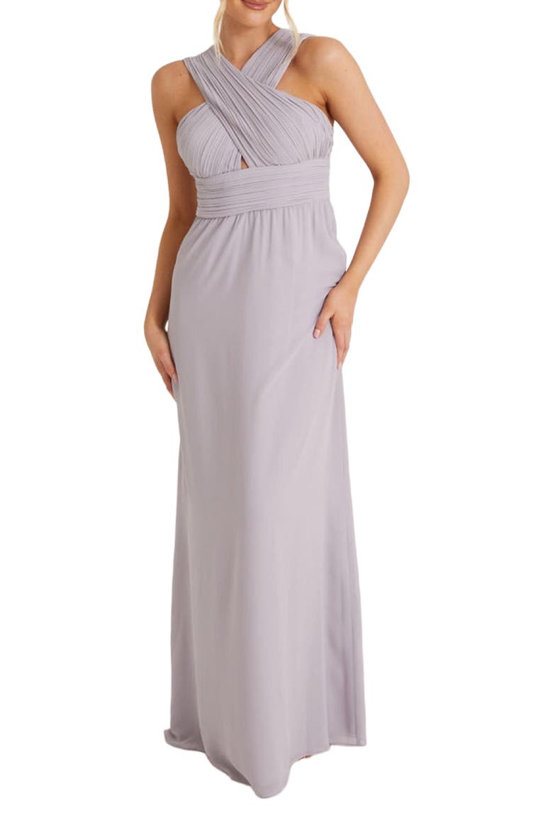 Cross Neck Chiffon Bridesmaid Dress, Alternate, color, Lilac