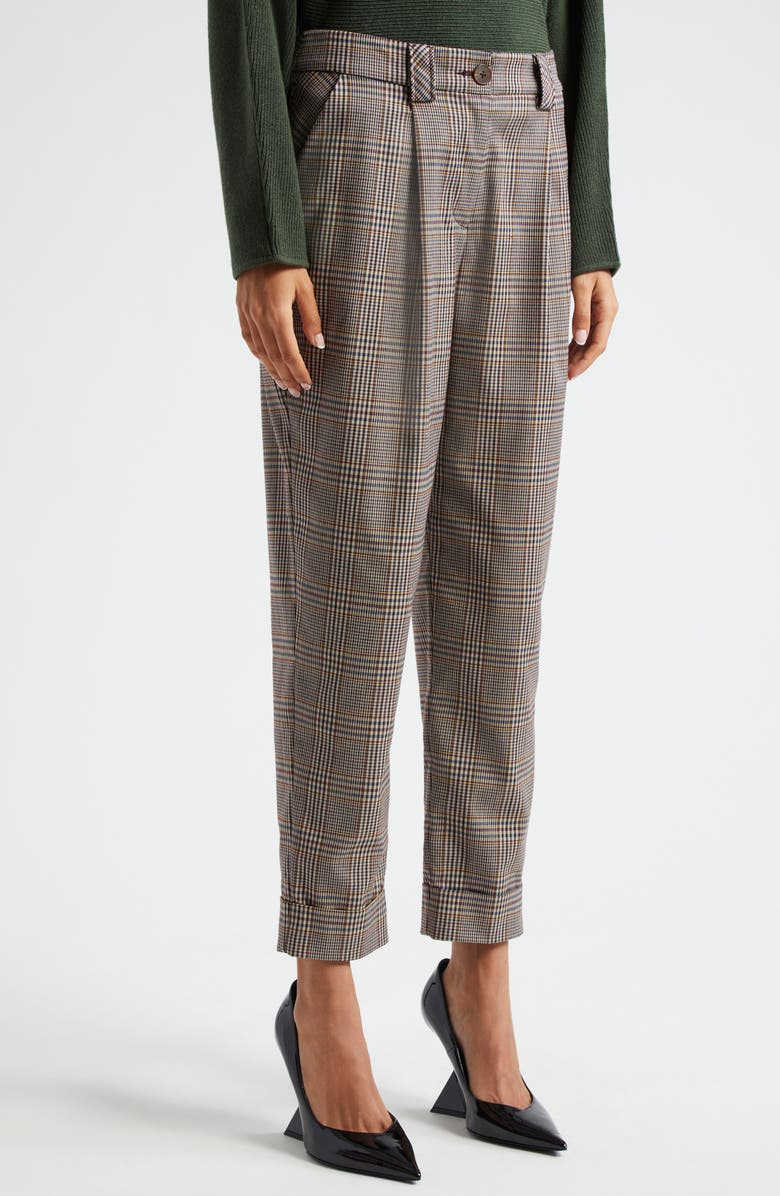 Ramy Brook Ellen Plaid Ankle Pants, Alternate, color, Pinot Noir Phoenix