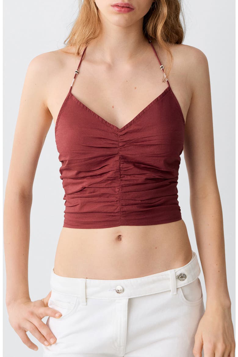 Ruched Cotton Top, Main, color, BURNT ORANGE