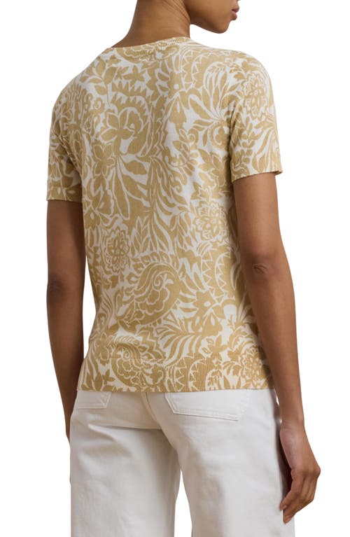 Ralph Lauren Plus Size Floral Cotton-blend Short-sleeve Sweater In Cream Multi
