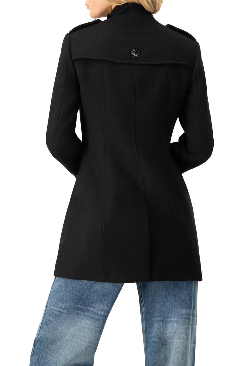 Double-Breasted Wool-Blend Officer Coat, Alternate, color, Black