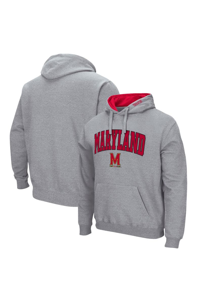COLOSSEUM Men's Colosseum Heather Gray Maryland Terrapins Arch & Logo 3.0 Pullover Hoodie, Alternate, color, 