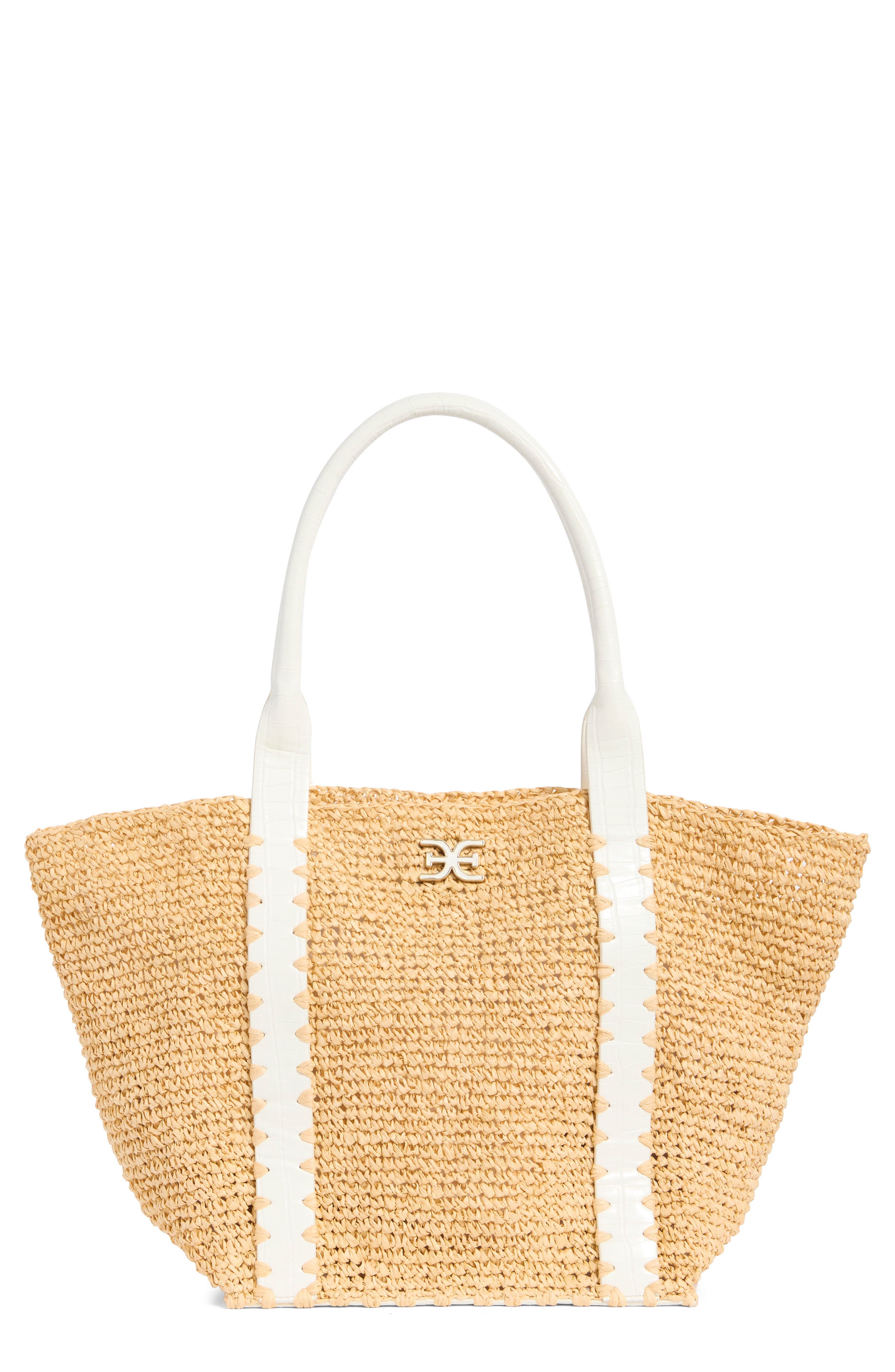 Sam Edelman Marley Raffia Tote Bag, Main, color, Eggshell