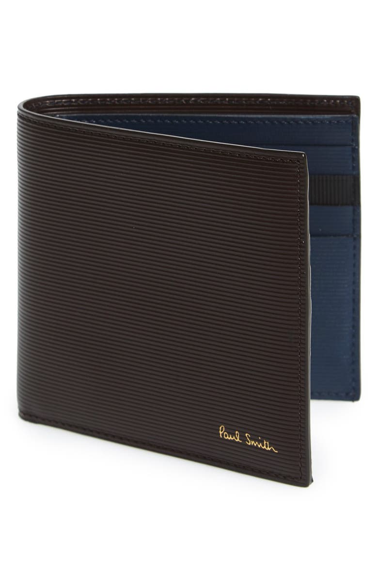 Paul Smith Stripe Embossed Two-Tone Leather Wallet, Main, color, 