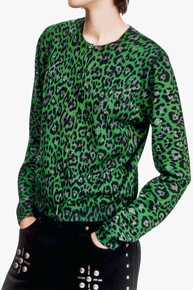 Jaguar Printed Knit Cardigan, Alternate, color, JADE MULTI