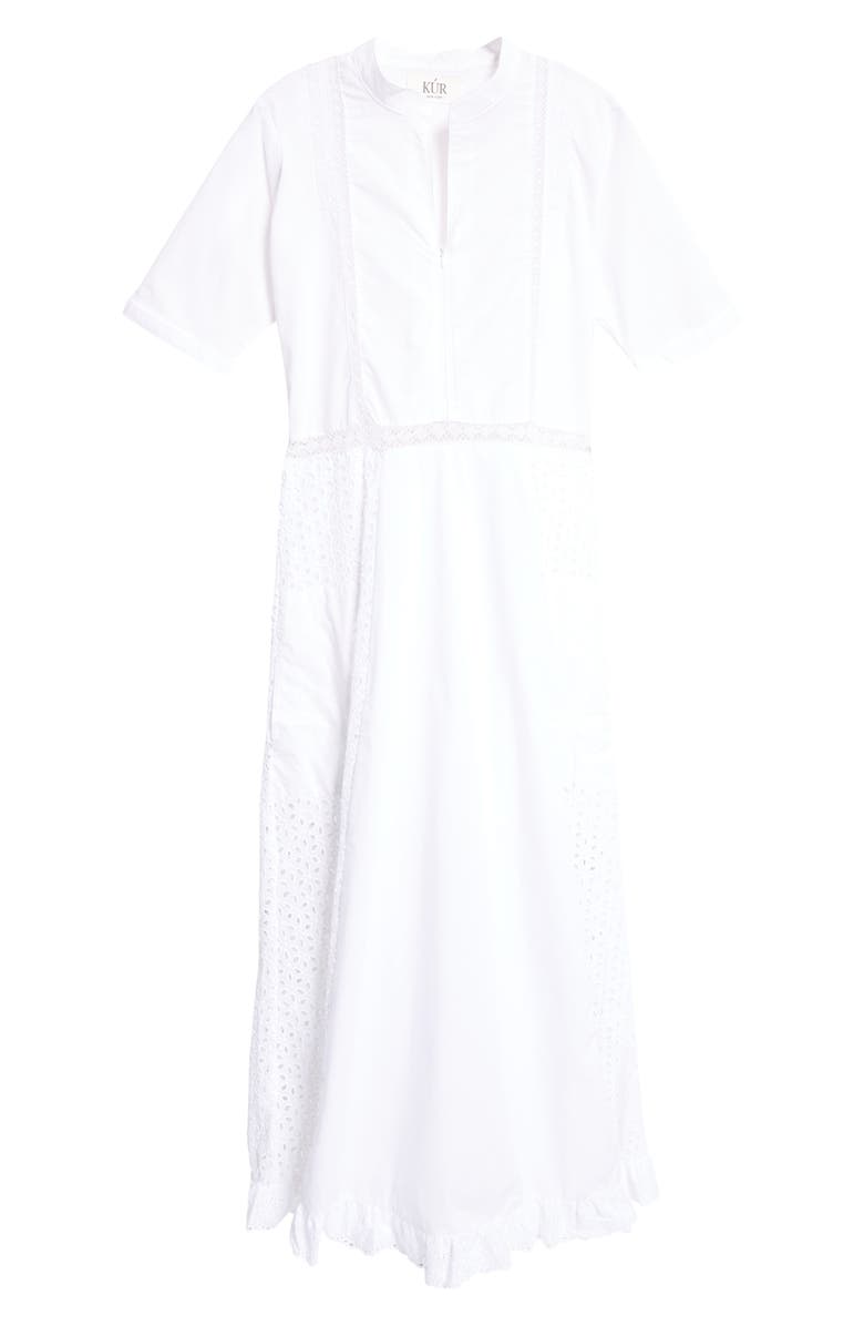 KÚR Spring Lace & Eyelet Inset Cotton Maxi Dress, Alternate, color,