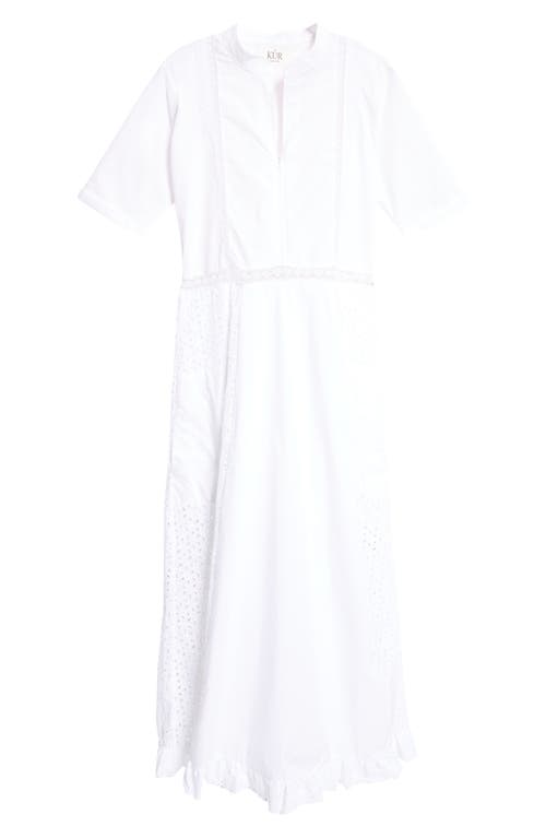 Shop Kúr Spring Lace & Eyelet Inset Cotton Maxi Dress In White