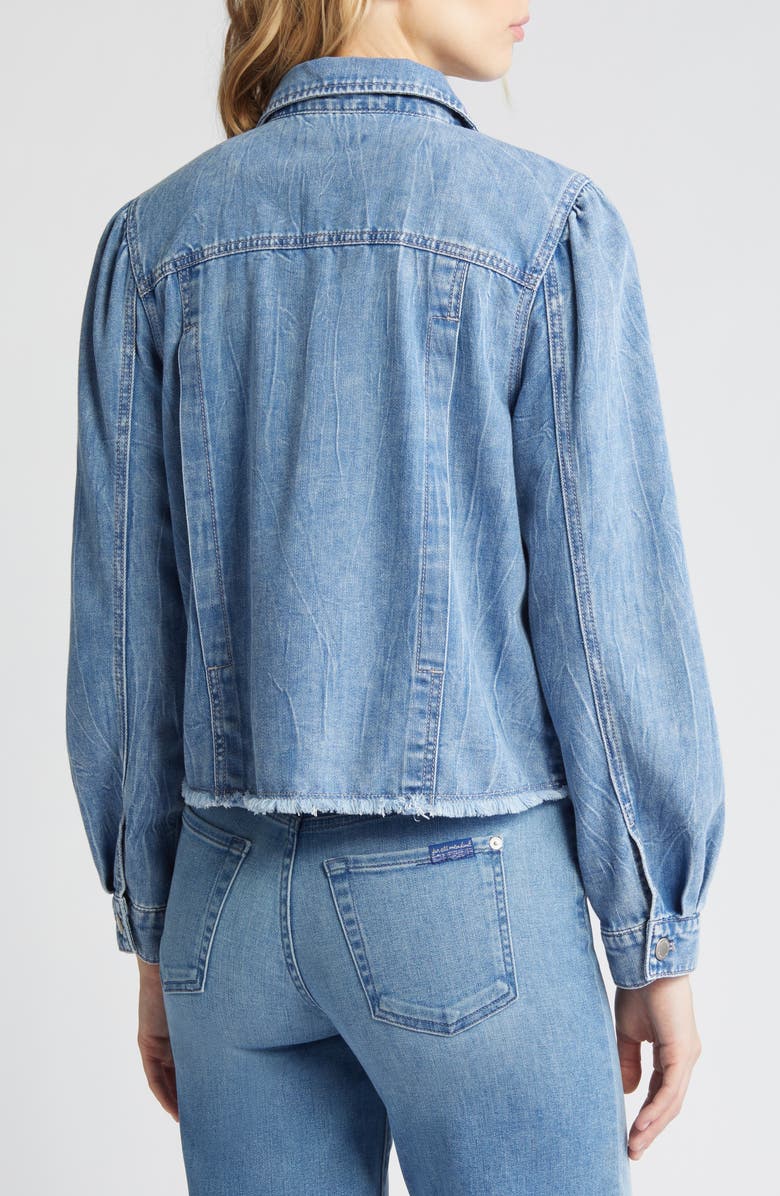 Wit & Wisdom Frayed Puff Shoulder Denim Jacket, Alternate, color, 