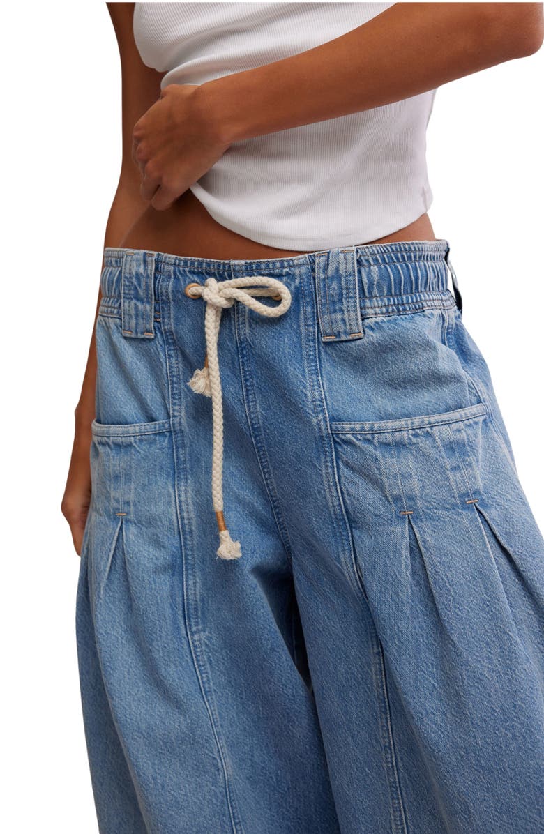 Free People Margo Wide Barrel Leg Pull-On Jeans, Alternate, color,