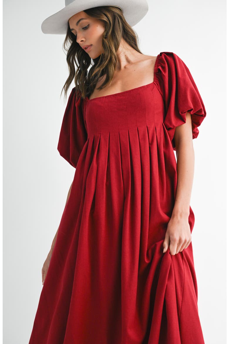 Square Neck Puff Sleeve Maxi Dress, Alternate, color, Burgundy