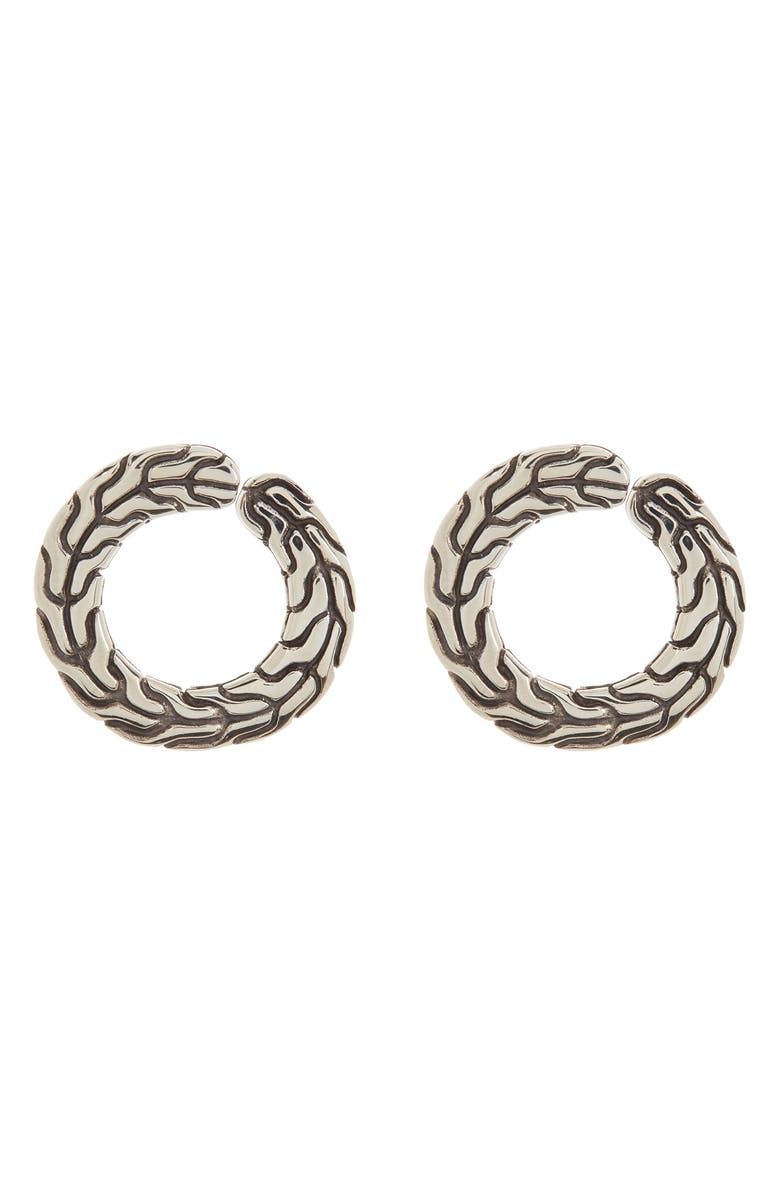 John Hardy Sterling Silver Textured Open Circle Stud Earrings, Main, color, Silver