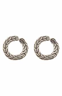 John Hardy Sterling Silver Textured Open Circle Stud Earrings