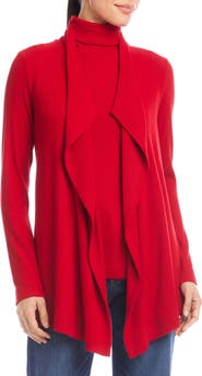 Karen Kane Rib Draped Open Front Cardigan