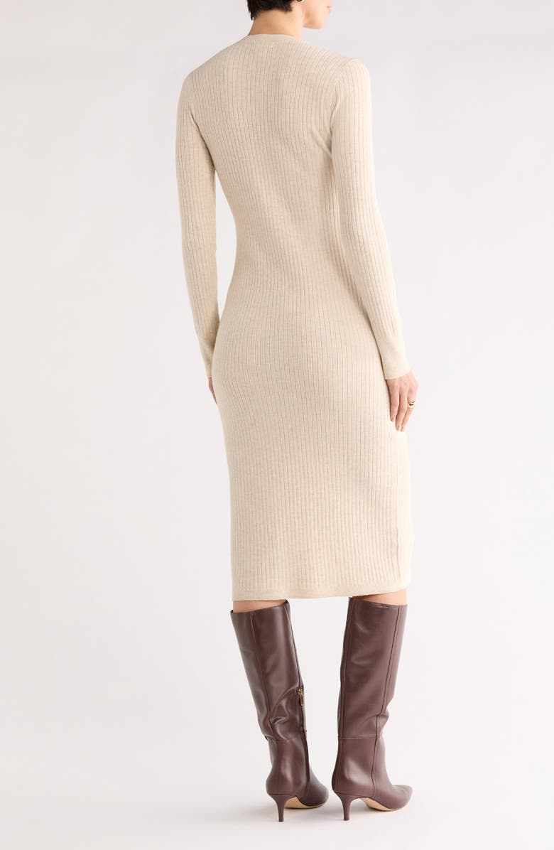 NORDSTROM RACK Long Sleeve Rib Sweater Dress, Alternate, color, Beige Oatmeal Medium Heather