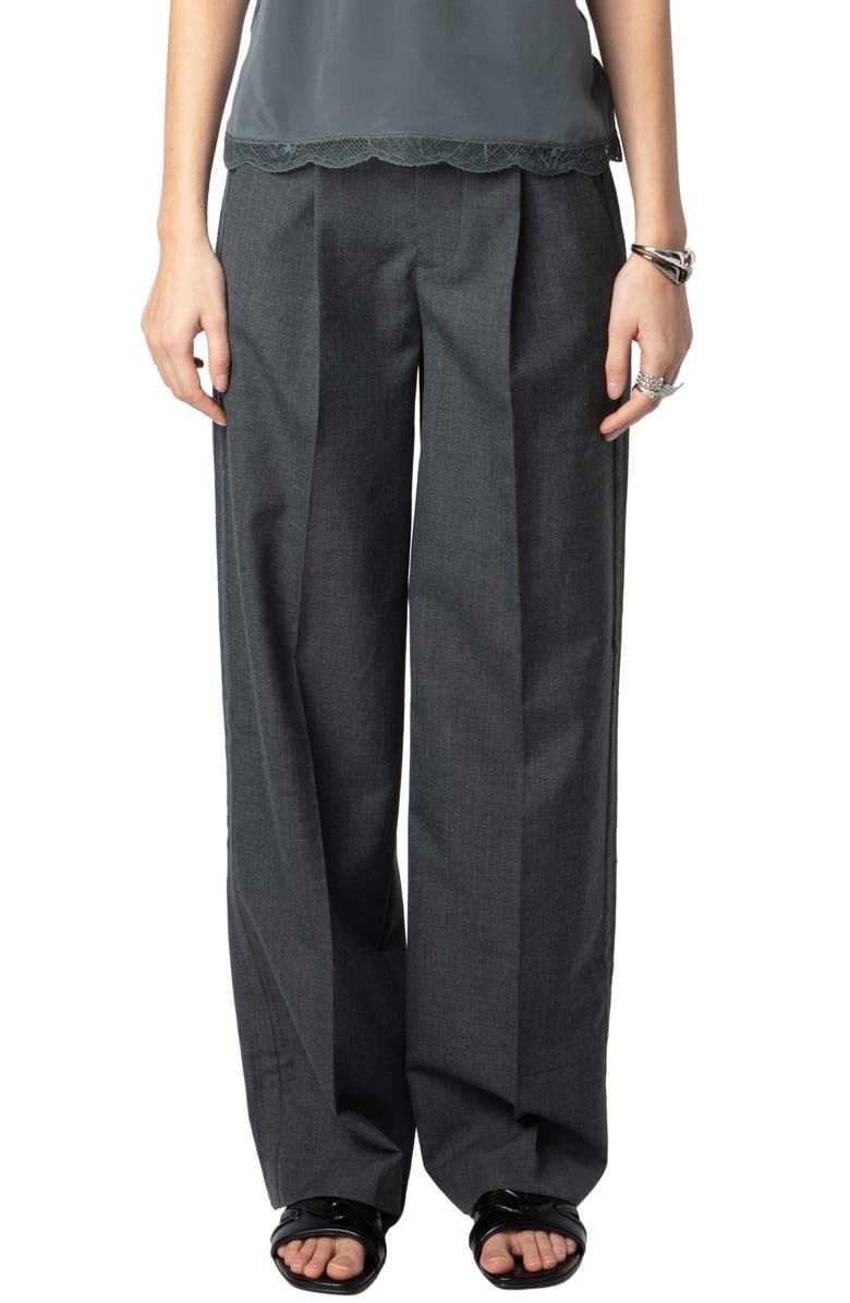 Zadig & Voltaire Puros Tailleur Raw Edge Wide Leg Pants, Main, color, 