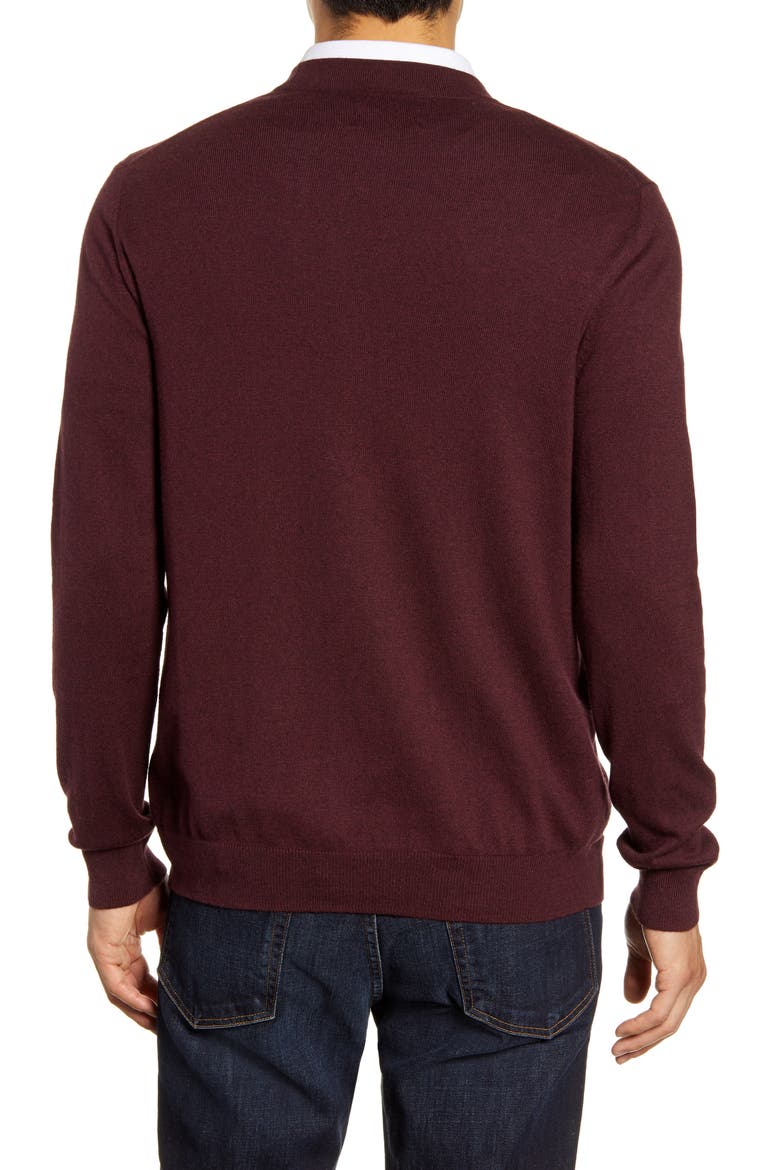 Nordstrom V-Neck Cardigan, Alternate, color, BURGUNDY FUDGE HEATHER