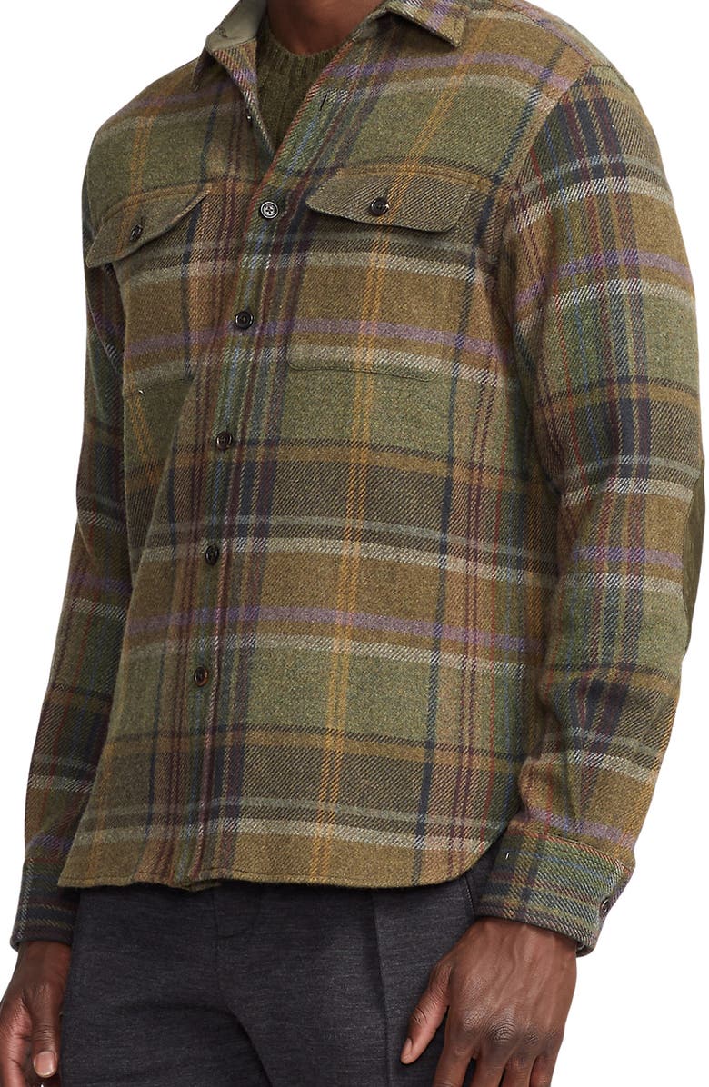 Ralph Lauren Purple Label Bradley Blanket Plaid Wool & Cashmere Button-Up Shirt, Alternate, color, 