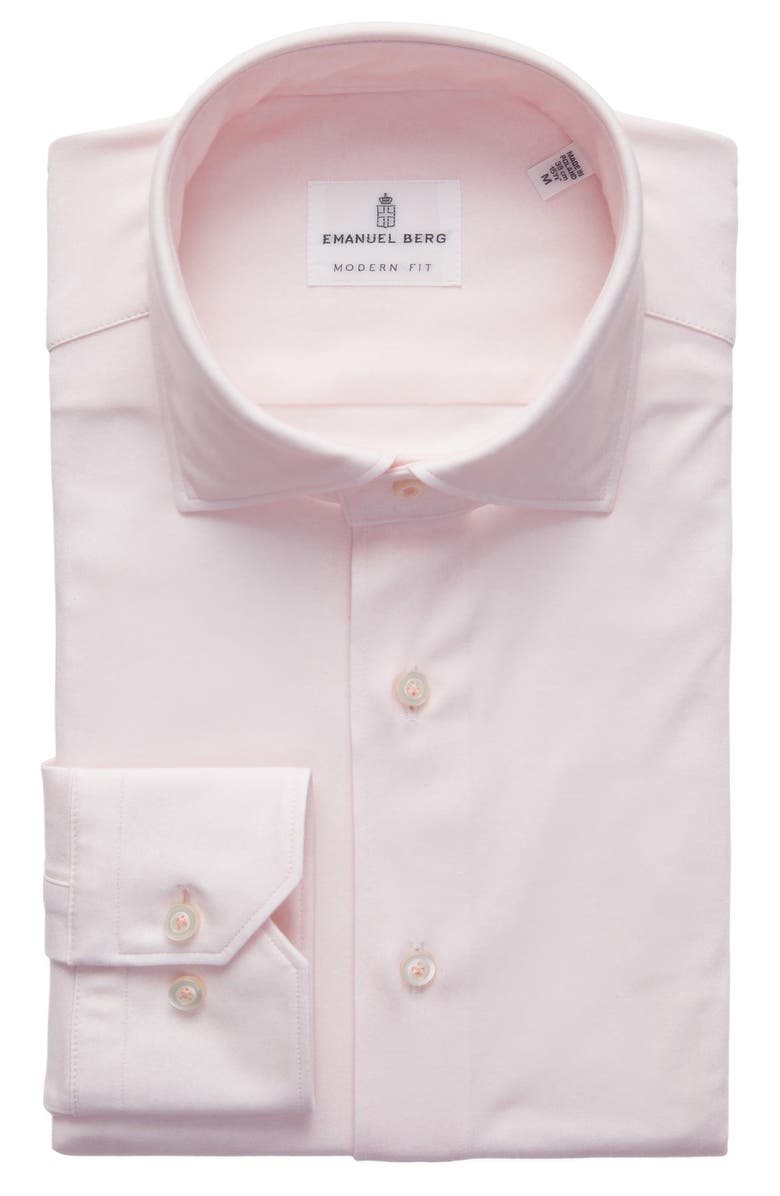 Emanuel Berg Modern Fit 4 Flex Stretch Knit Button-Up Shirt, Main, color, Light Pastel Pink