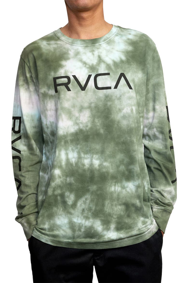 Big RVCA Tie Dye Long Sleeve Graphic Tee, Main, color, GREEN