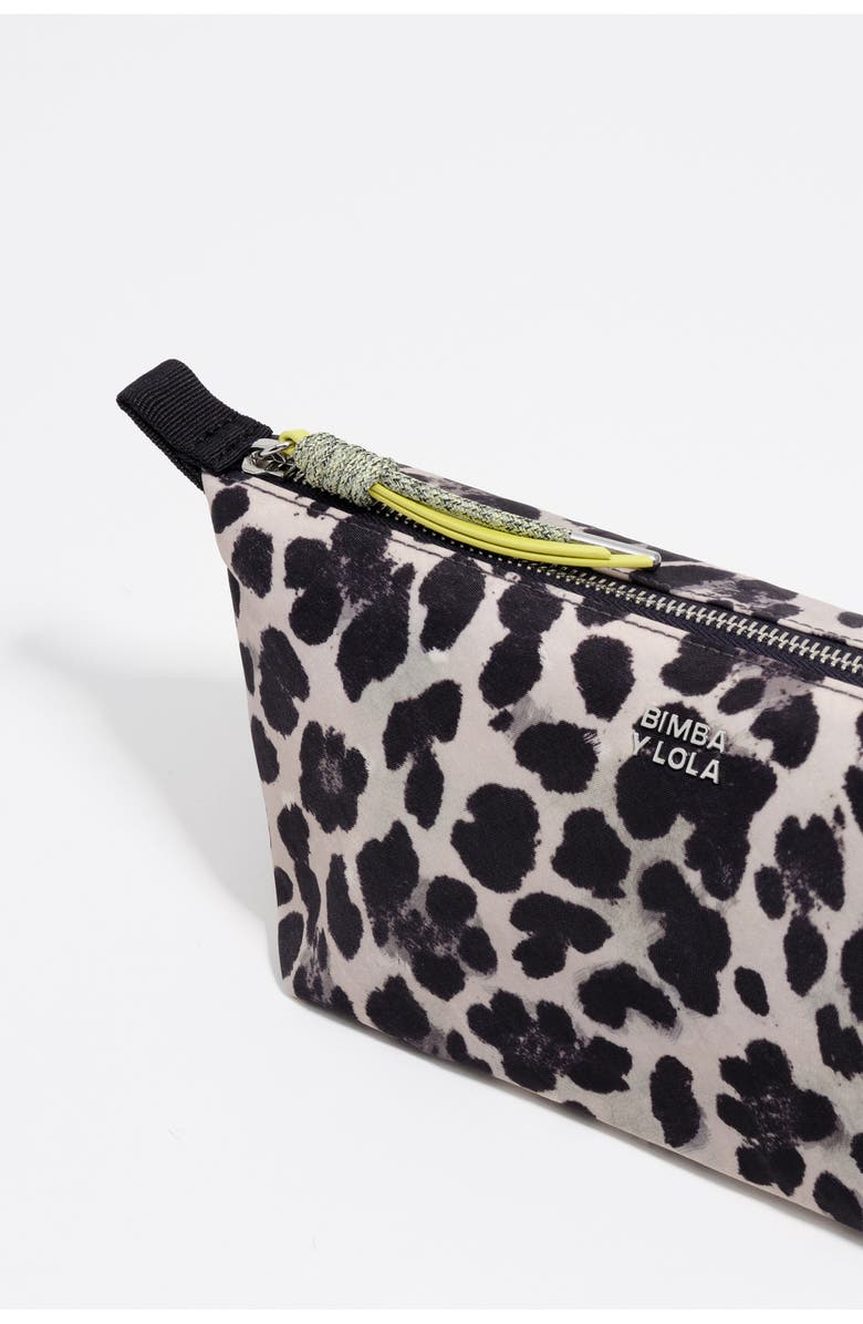 Bimba y Lola Gray Leopard Print Nylon Make-Up Case, Alternate, color, Leopard Grey