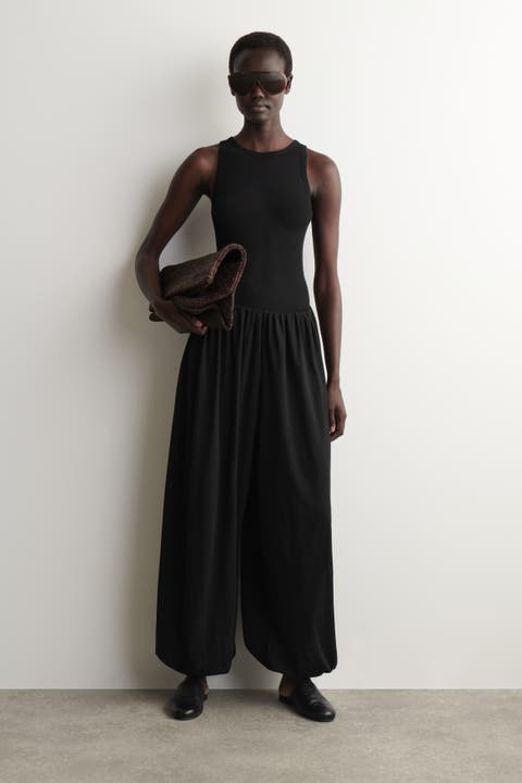Gathered Cotton Balloon-leg Trousers