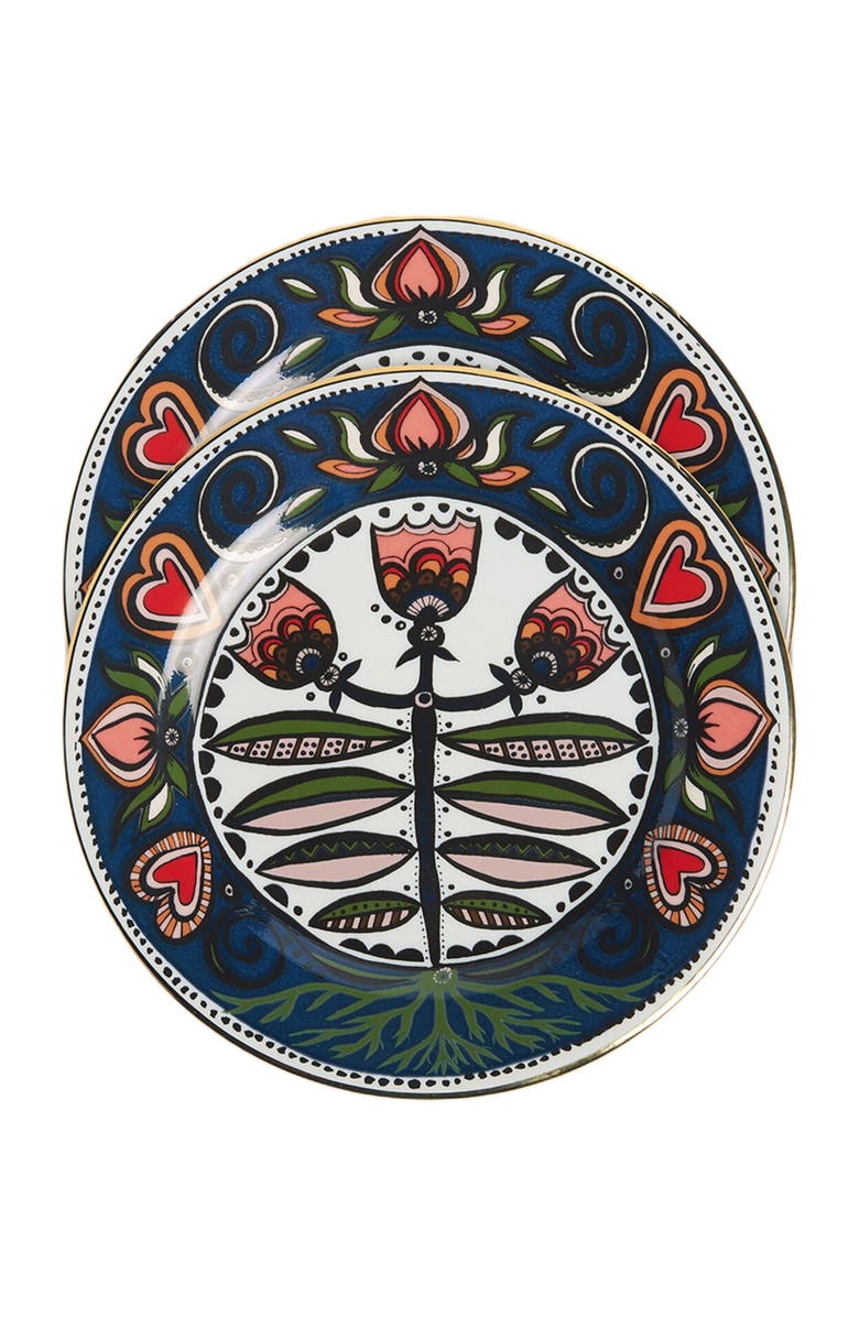 La DoubleJ Dessert Plates Set Of 2 Seed Of Life Midnight, Main, color, Seed Of Life Midnight