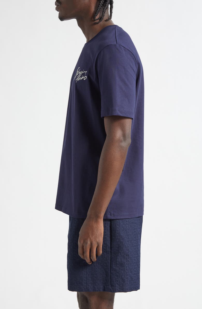 Balmain Paris Print Cotton T-Shirt, Alternate, color, Siv Navy/ White