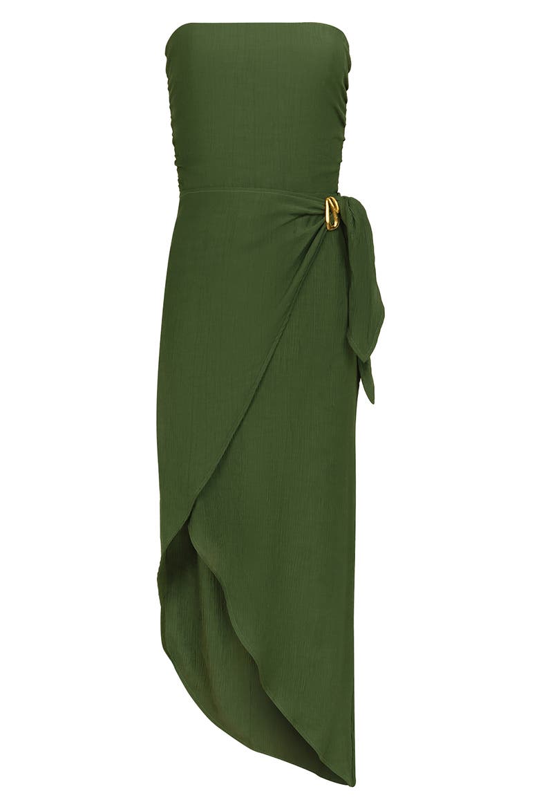 Noa Strapless Cover-Up Midi Dress, Alternate, color, GREEN