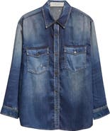 Golden Goose Journey Patty Distressed Twill Button-Up Shirt