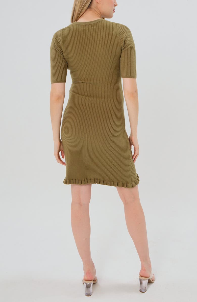 Marion Women's Knee Length Olive Green Maternity Sweater Dress in Cotton Knit, Alternate, color, Olive Green