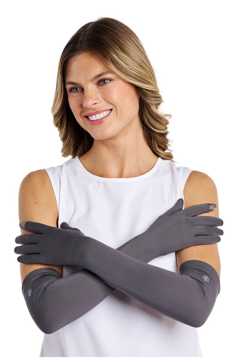 Coolibar Long Full Finger UV Sun Gloves - UPF 50+ Sun Protection - Culebra, Main, color, Charcoal