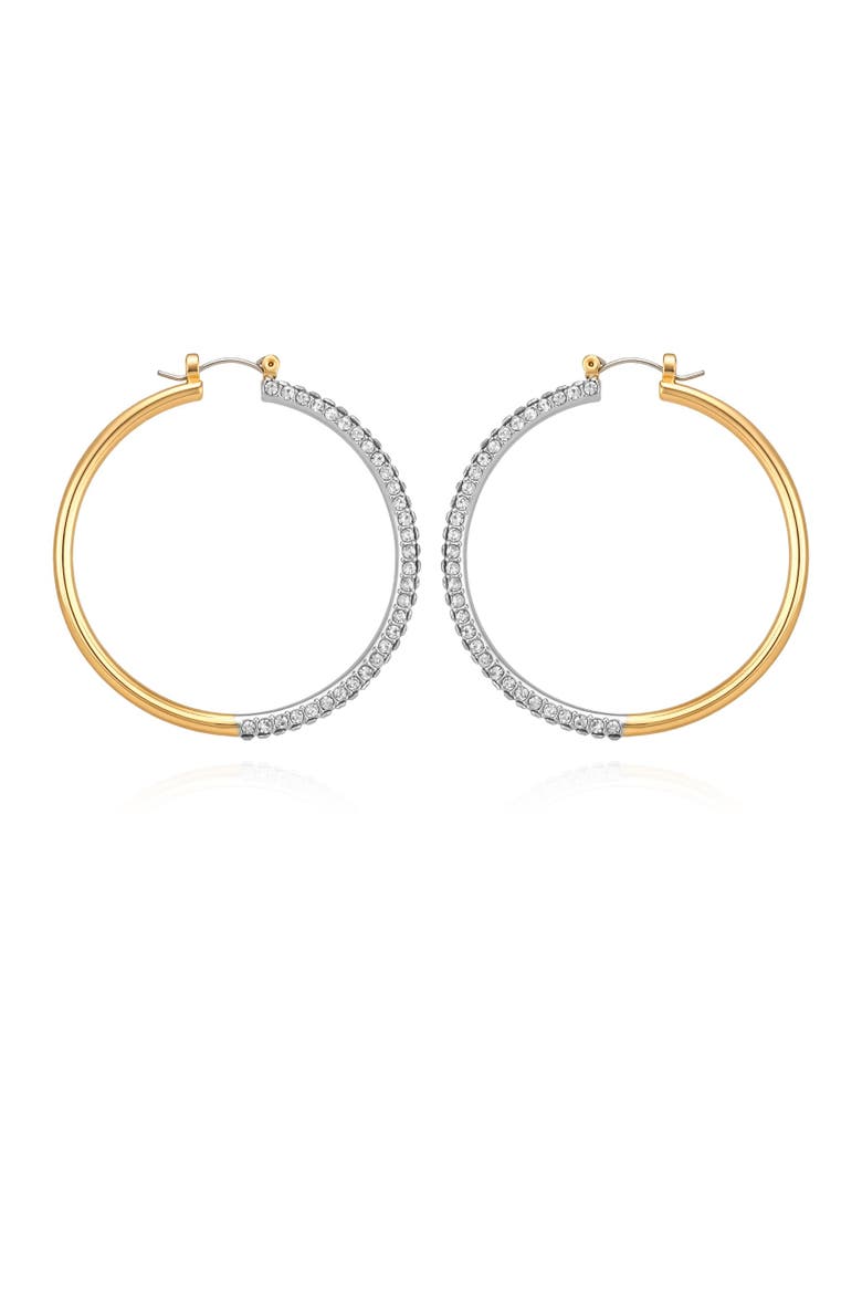 Gold-Tone Pavé Crystal Hoop Earrings, Main, color, Gold