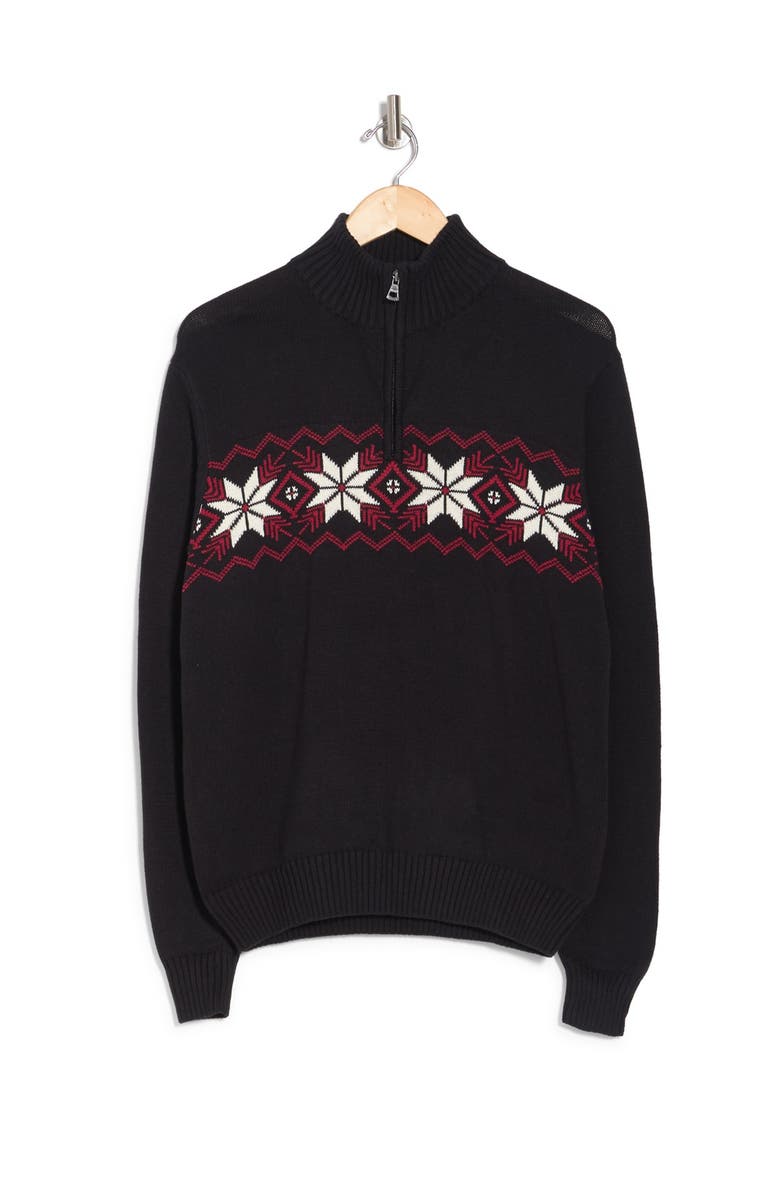 Weatherproof<sup>®</sup> Snowflake Print 1/4 Zip Sweater, Alternate, color, 
