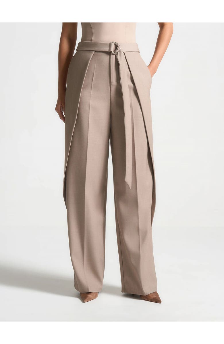 Manière De Voir Foldover Trousers with D-Ring Belt, Main, color, Taupe