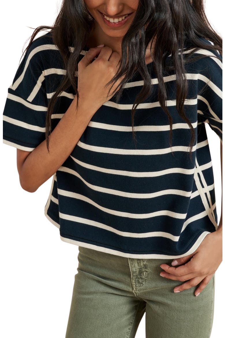 Short Sleeve Breton Tee, Alternate, color, Navy/Ecru