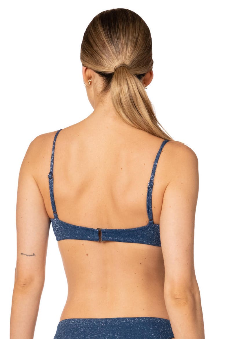 Sacred Sun Luxe Shimmer Praia Triangle Bralette Top, Alternate, color, SHIMMERY BLUE