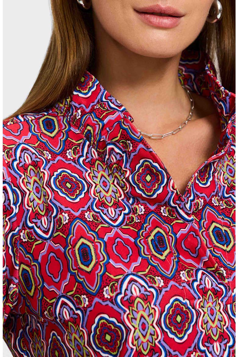 Tammy Tile Print Collared Dress, Alternate, color, RED/ MULTI