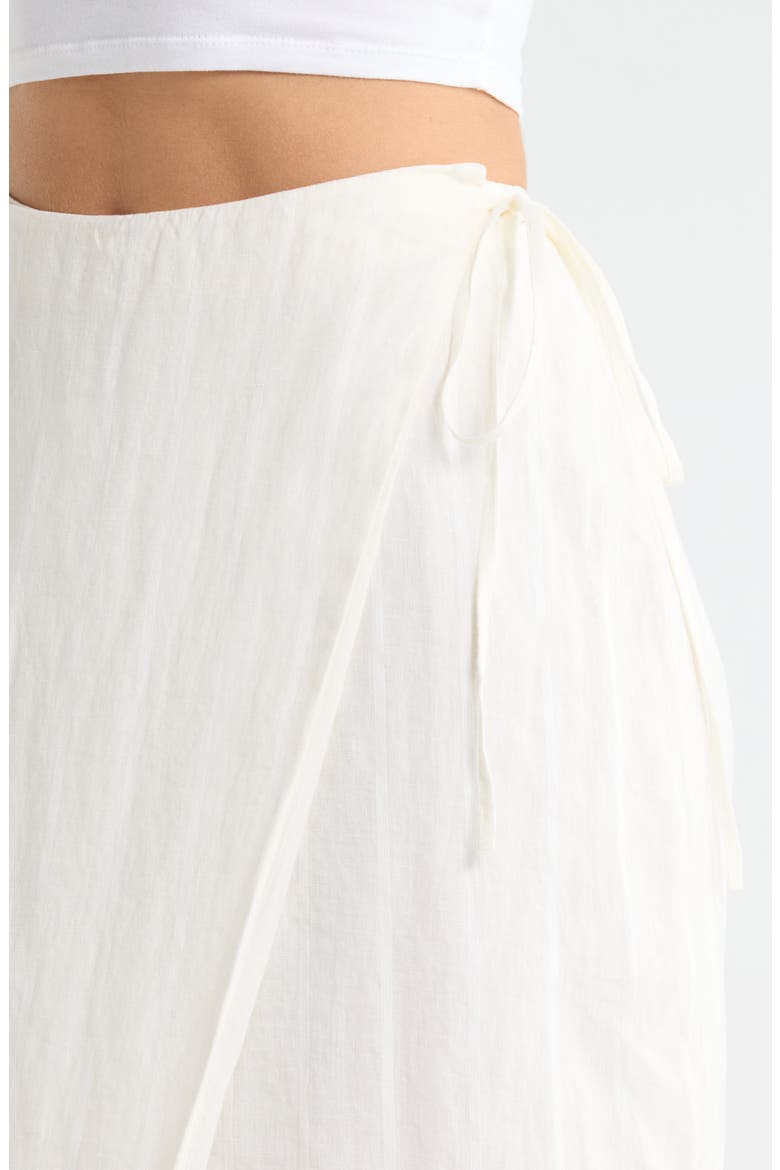 The Invisible String Linen Blend Wrap Midi Skirt, Alternate, color, CREAM