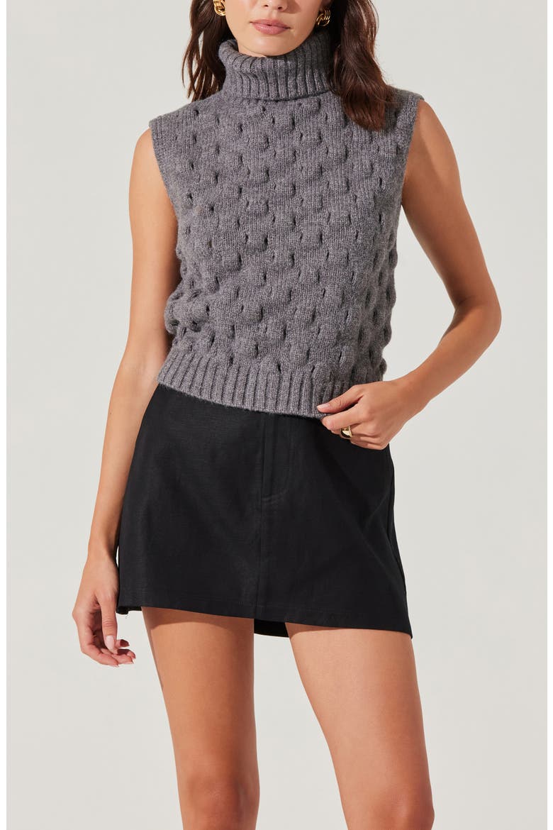 Pattern Turtleneck Sweater Vest, Alternate, color, GREY
