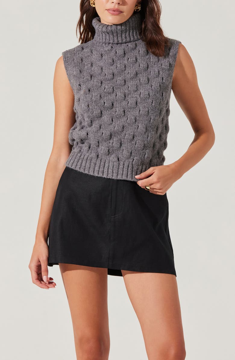 ASTR the Label Pattern Turtleneck Sweater Vest, Alternate, color, Grey