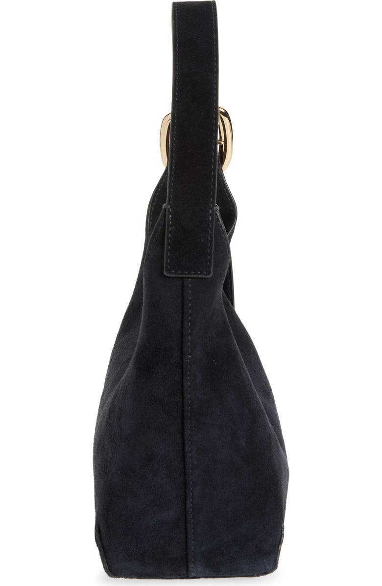 Madewell The Sculptural Buckle Suede Shoulder Bag, Alternate, color, Juniper Berry