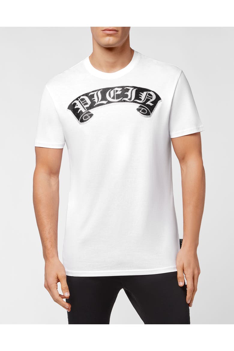 T-Shirt Round Neck Gothic Plein Unisex, Main, color, white