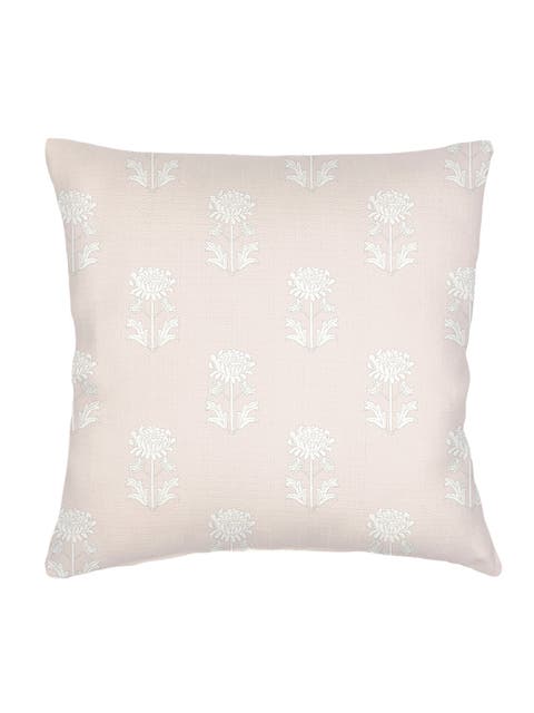 Vintage Block Print Linen Euro Pillow with Down Alternative Insert