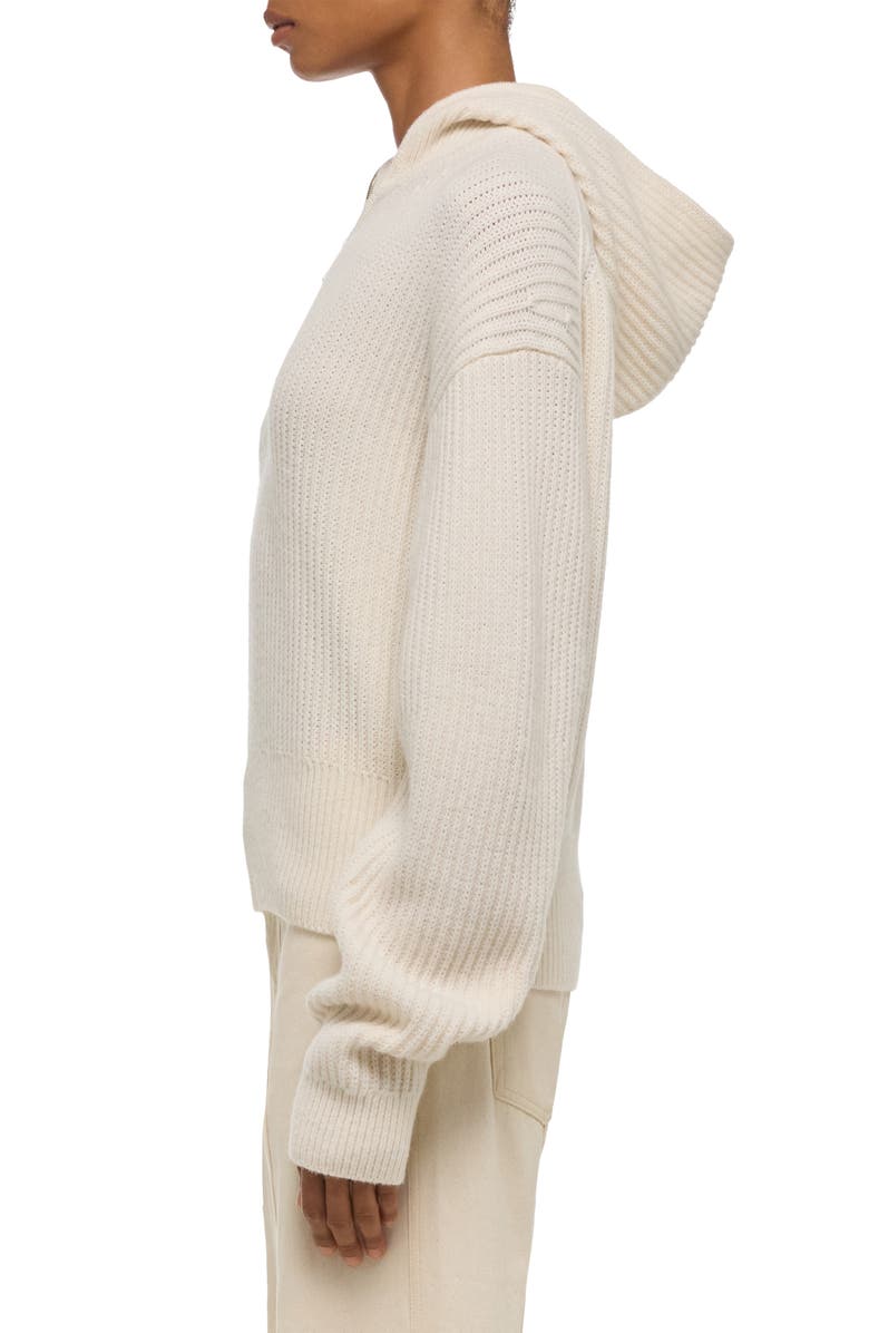 Helmut Lang Balaclava Quarter Zip Hoodie, Alternate, color, Ivory