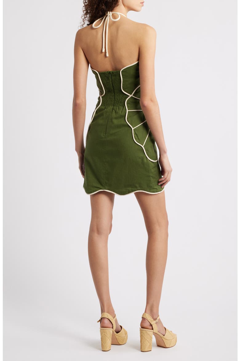 Green Wavy Halter Minidress, Alternate, color, GREEN