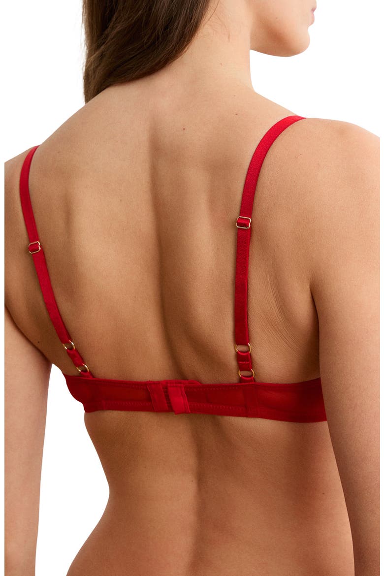 Desir No. 9 Heart Mesh Balconette Bra, Alternate, color, RED