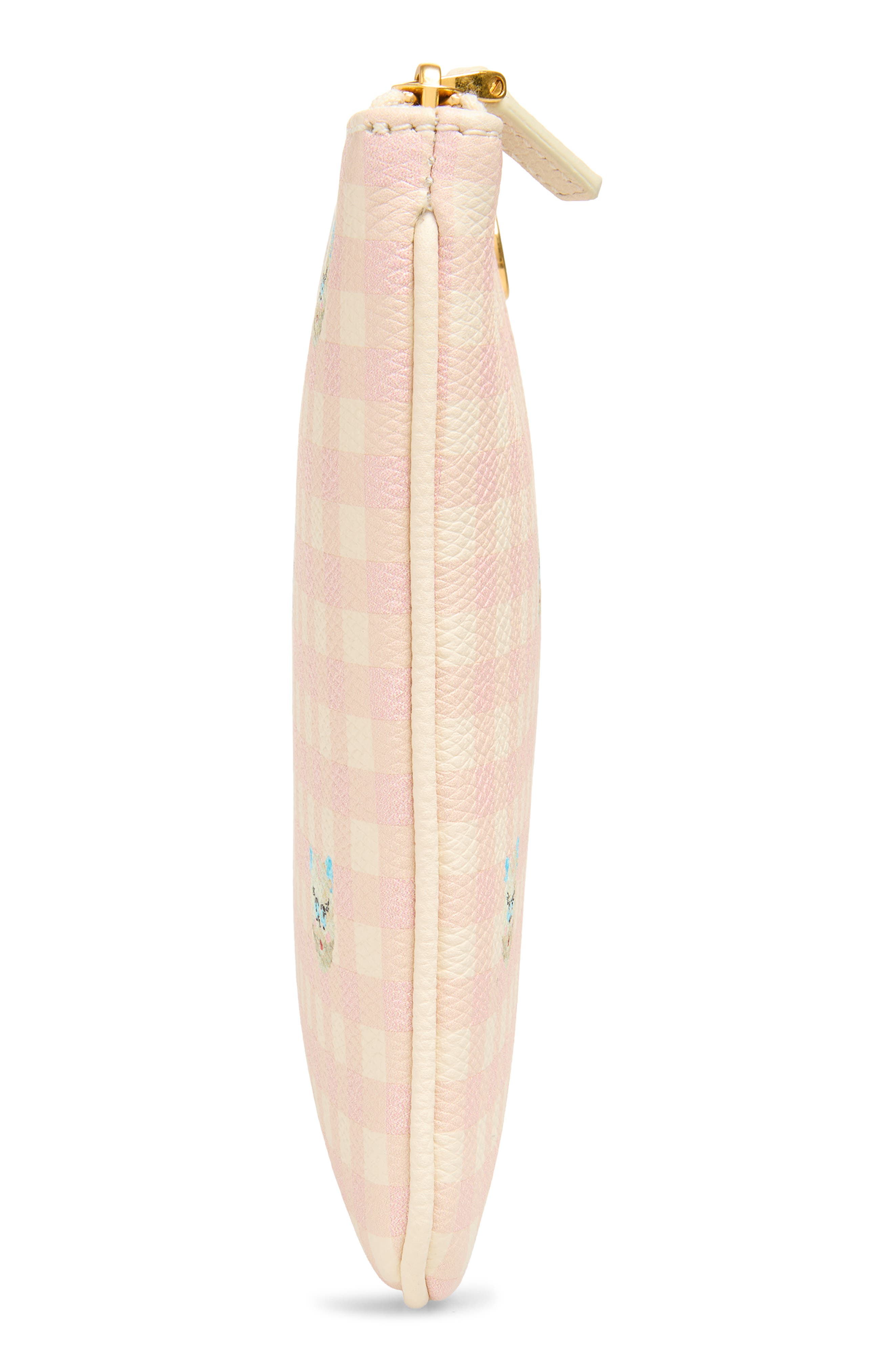 Valentino Garavani Medium VLOGO Signature Flat Leather Pouch Clutch, Alternate, color, Ivory/ Multi