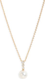 Mikimoto Morning Dew Akoya Pearl & Diamond Pendant Necklace
